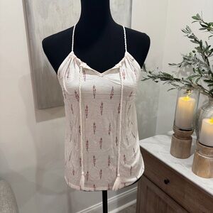 Lascana Cream Printed Tie-Front Tank Top